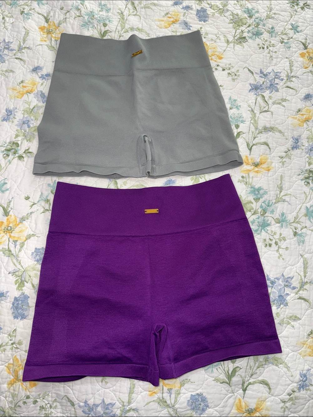2 High-Waist Purple Seamless Sculpting Shorts — Women's Active